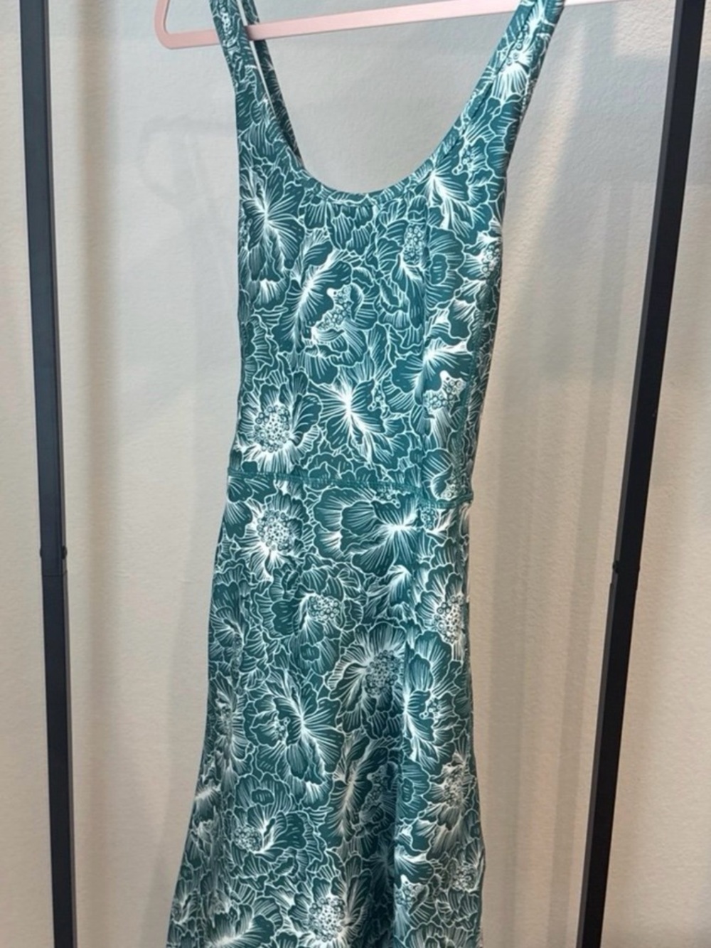 Floral Teal Scoop Neck Women's Dress